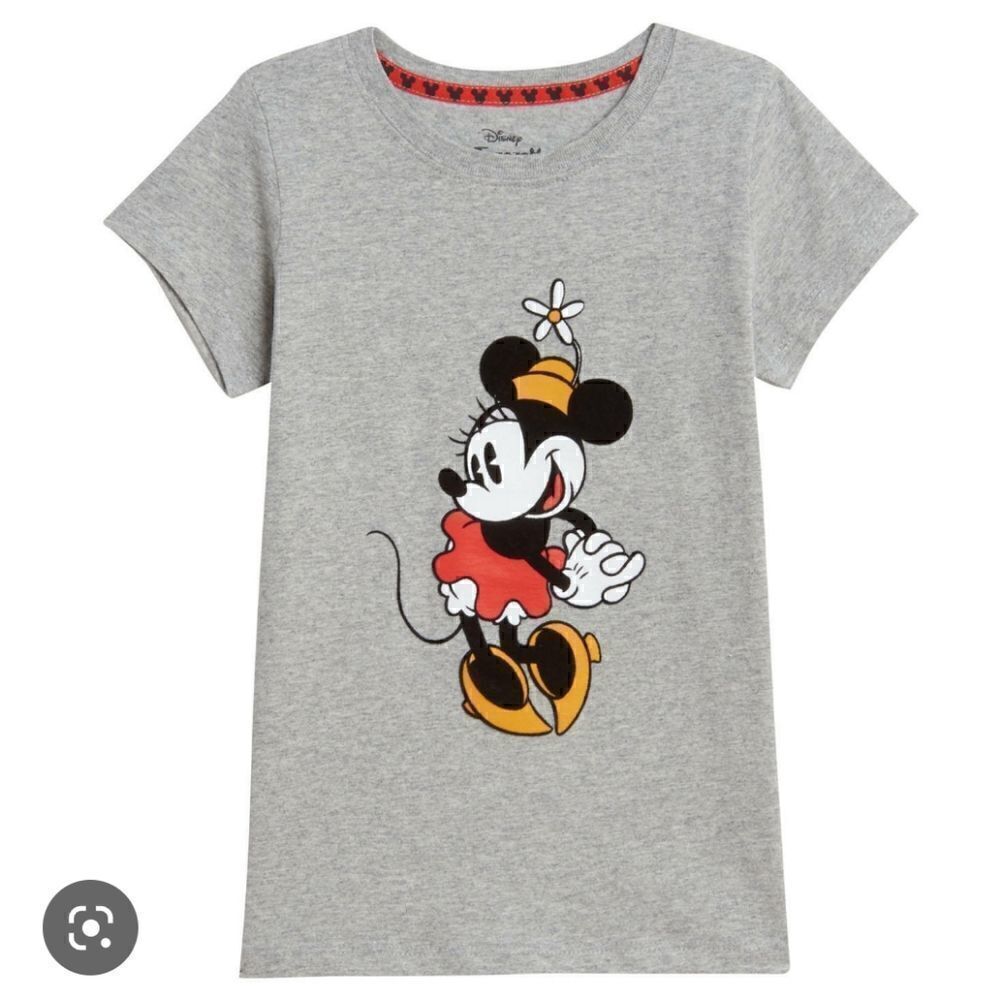 Disney Women's Minnie Mouse Graphic T Shirt Size L Gray Short Sleeve Disneyland